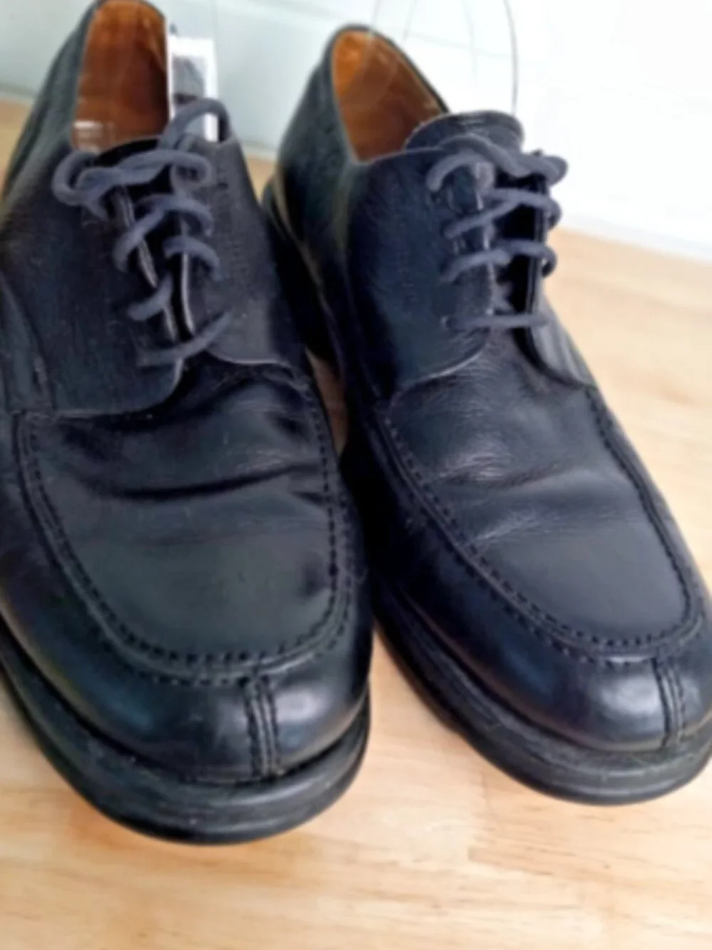 Vineyard Black Leather Apron Toe Oxford Dress Shoes Mens 13D Made in Brazil